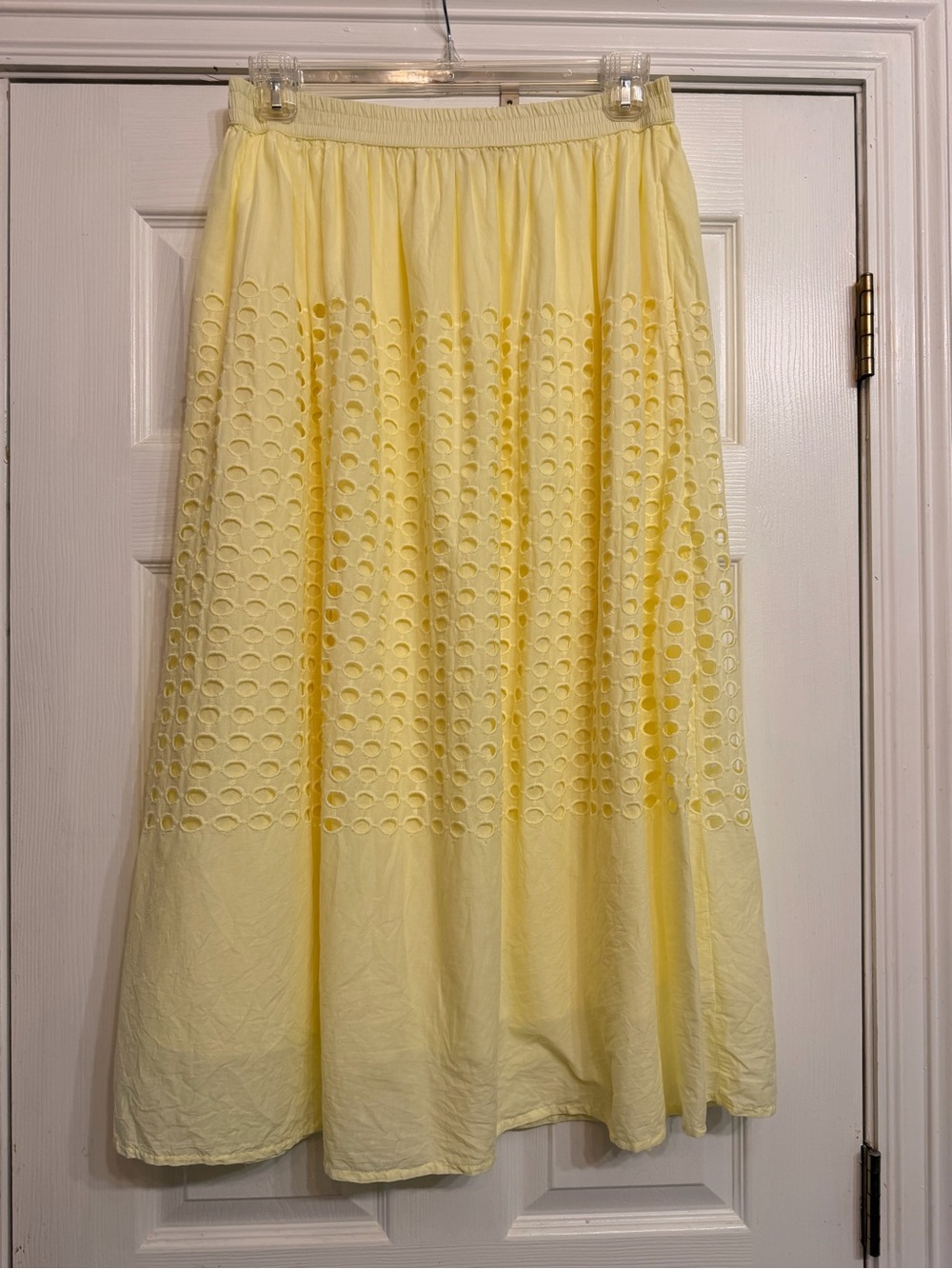 Eyelet Light Yellow Midi Skirt Set - Sz L - Picture 4 of 8